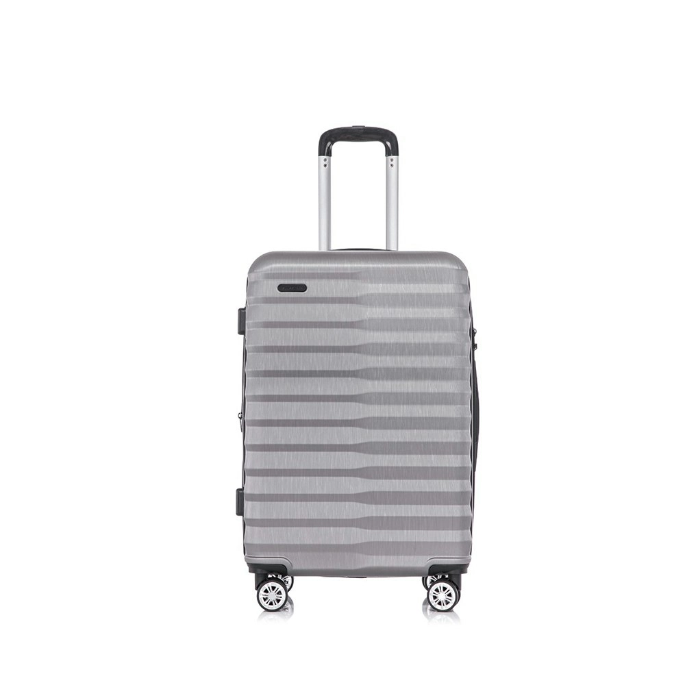 SwissTech Odyssey 76L/66cm Checked Luggage Travel Suitcase Trolley Silver Grey