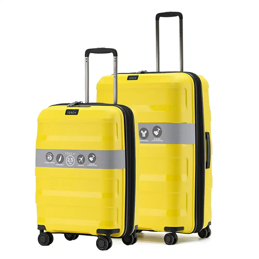 2pc Tosca Comet PP 20"/29" Travel Trolley Travel Suitcase Small/Large - Yellow