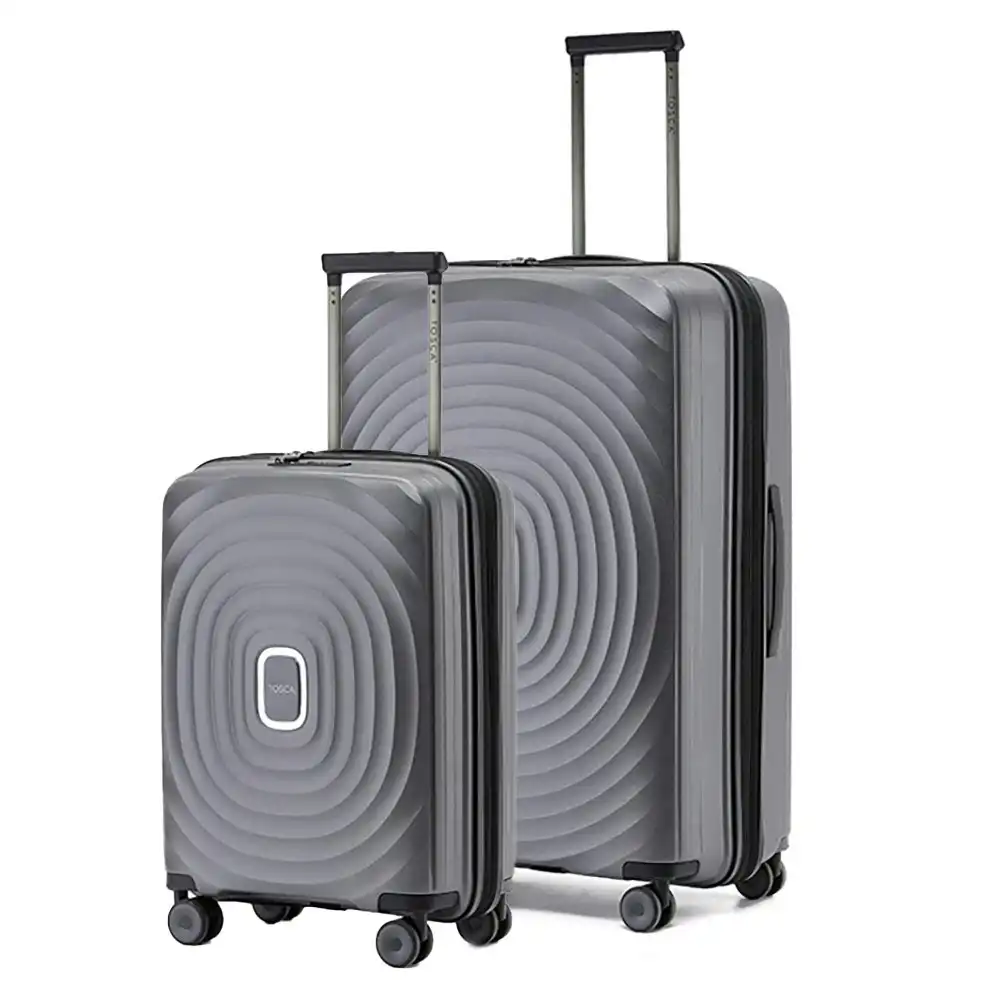 2pc Tosca Eclipse 20"/29" Trolley Travel Suitcase Small/Large - Charcoal