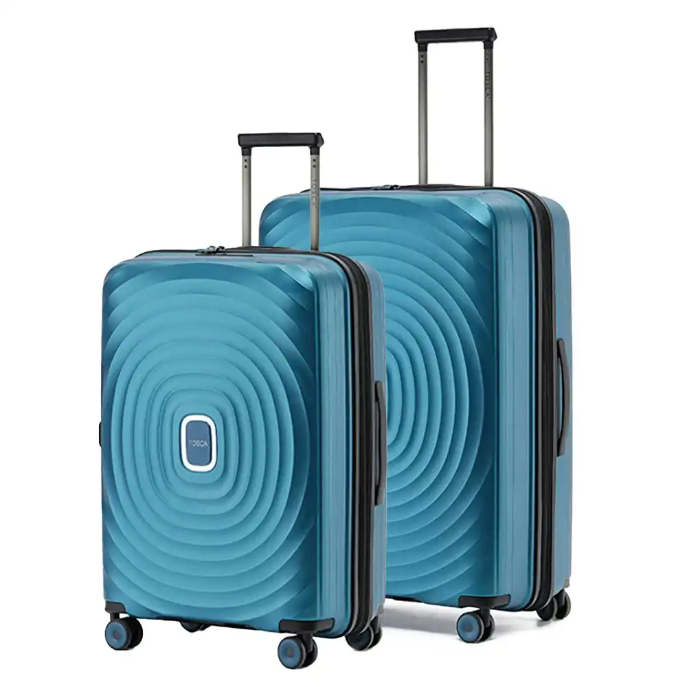 2pc Tosca Eclipse 25"/29" Checked Trolley Travel Suitcase Medium/Large - Blue
