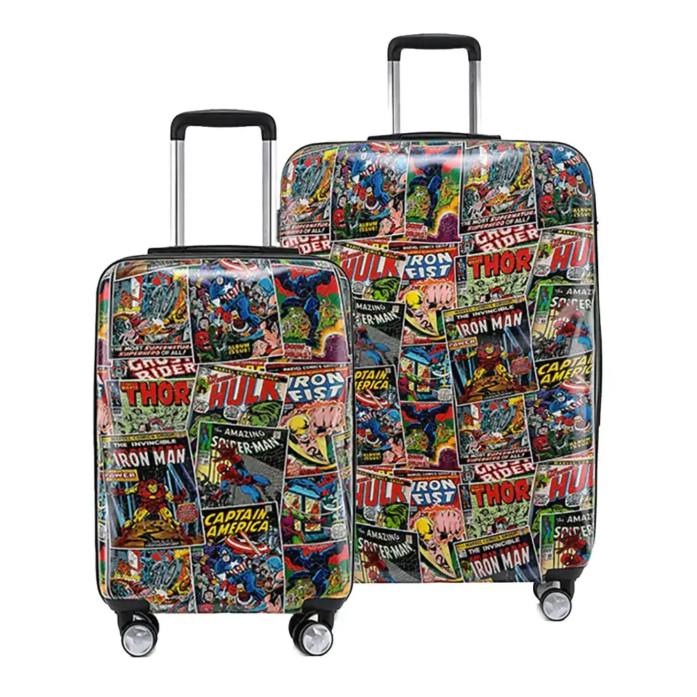2pc Marvel Comic Retro Pc 19"/28" Trolley Luggage Travel Suitcase Set S/L