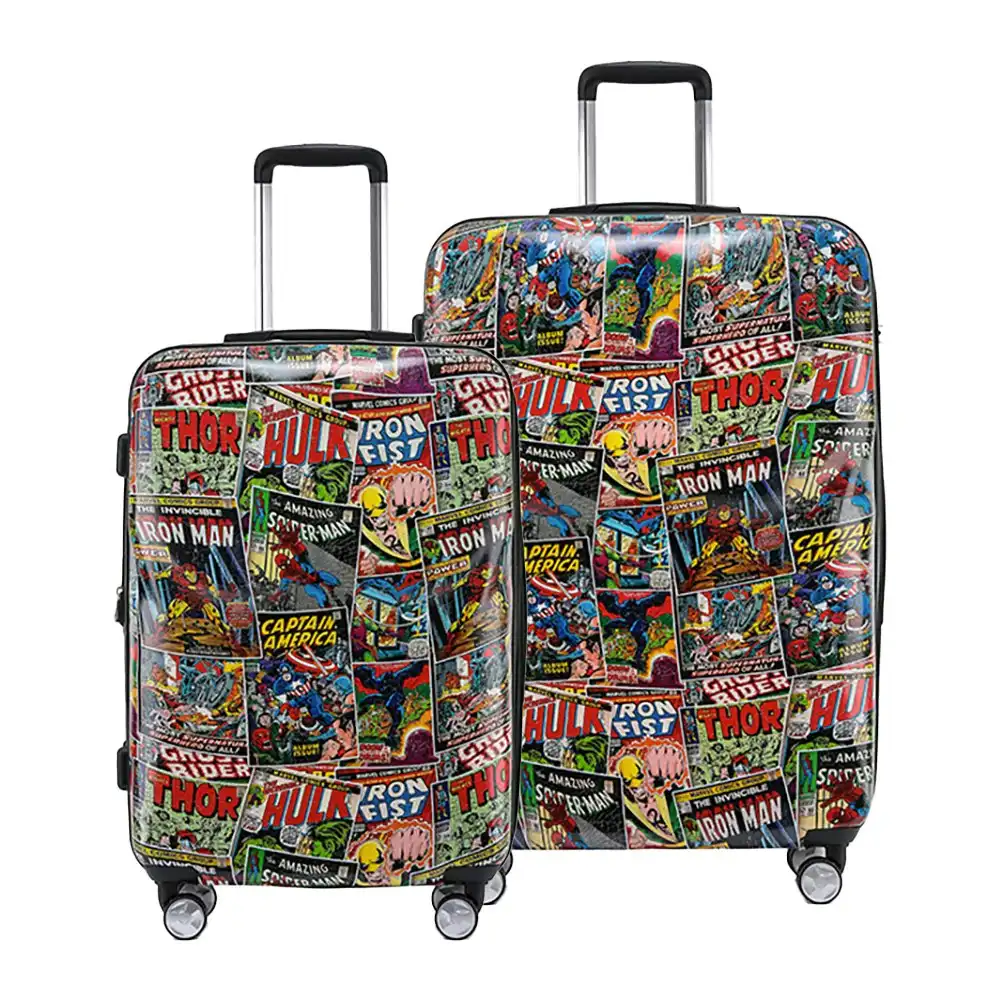 2pc Marvel Comic Retro Pc 24"/28" Trolley Checked Luggage Travel Suitcase M/L