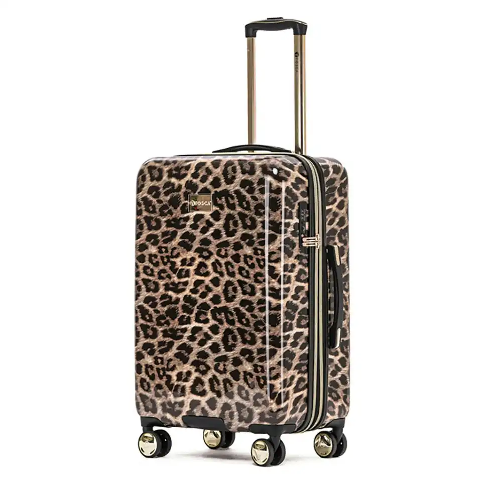 Tosca Leopard Print 25" Checked Trolley Luggage Travel Suitcase 65x40x30cm