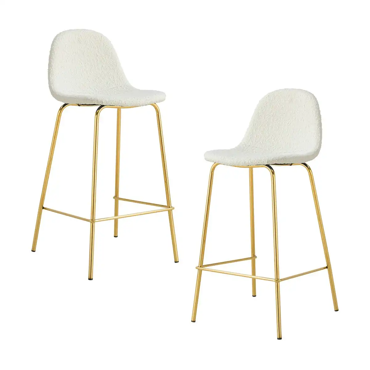 Luca Boucle Bar Stool Set of 2 (Gold, White)