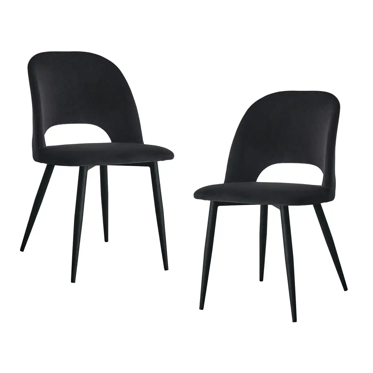 Asta Velvet Dining Chair Set of 2 (Black, Black)