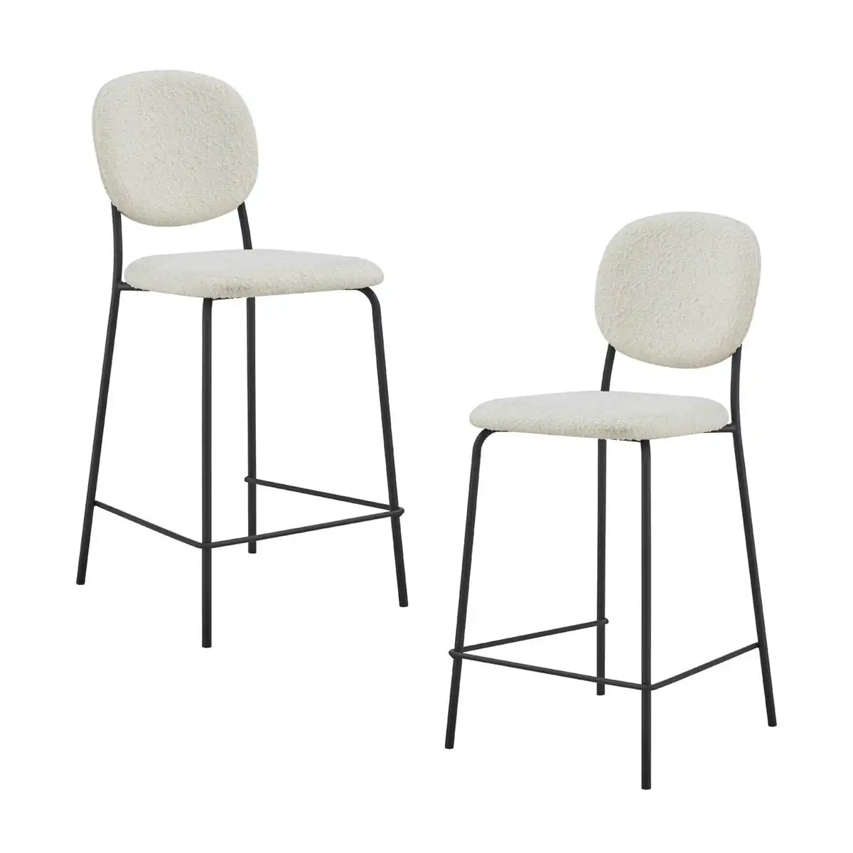 Margot Boucle Bar Stool Set of 2 (Black, White)