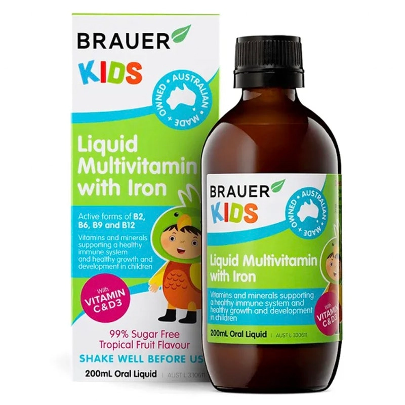 Brauer Kids Liquid Multivitamin Iron 200ml