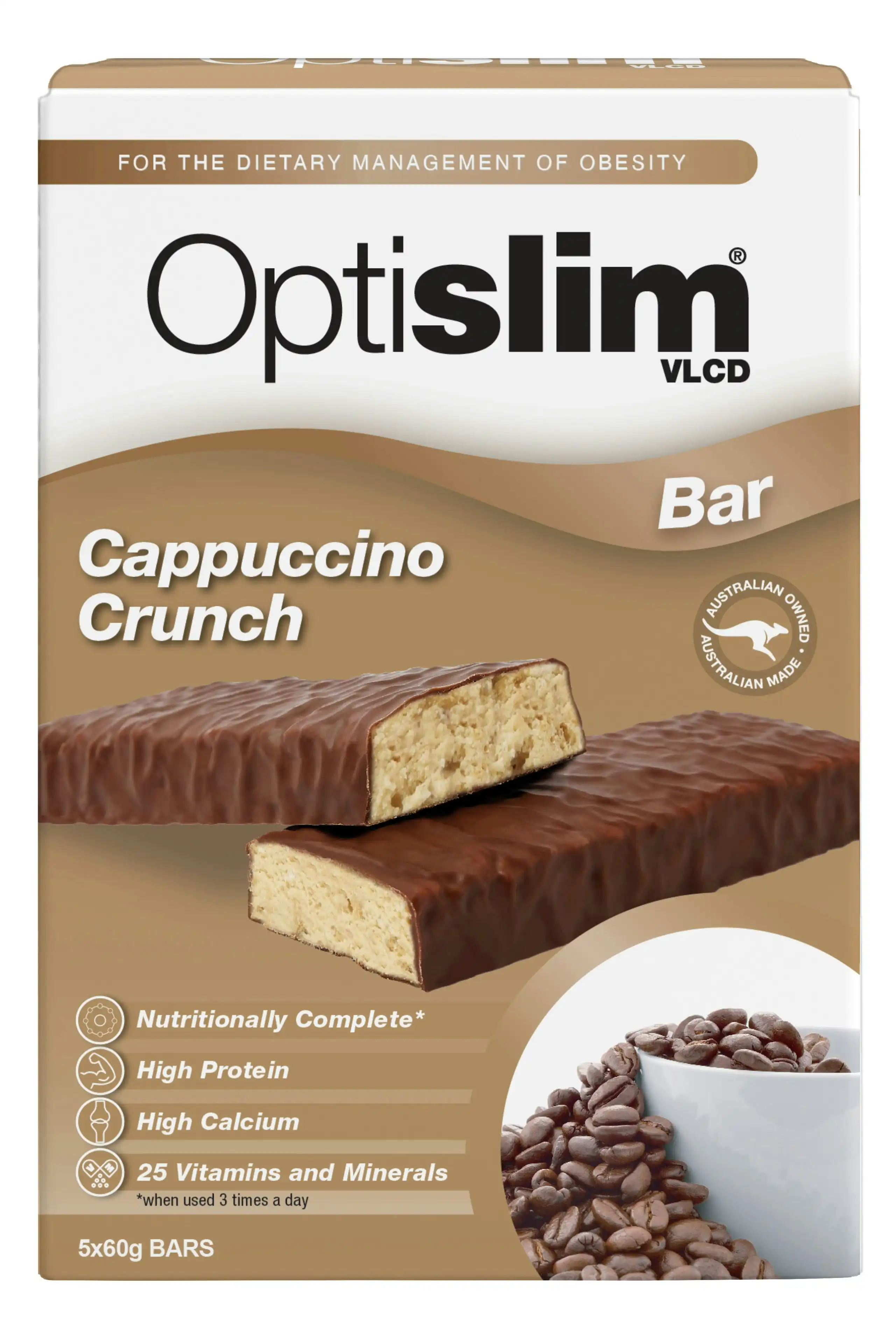 OptiSlim VLCD Cappucino Crunch Bar 5X60g