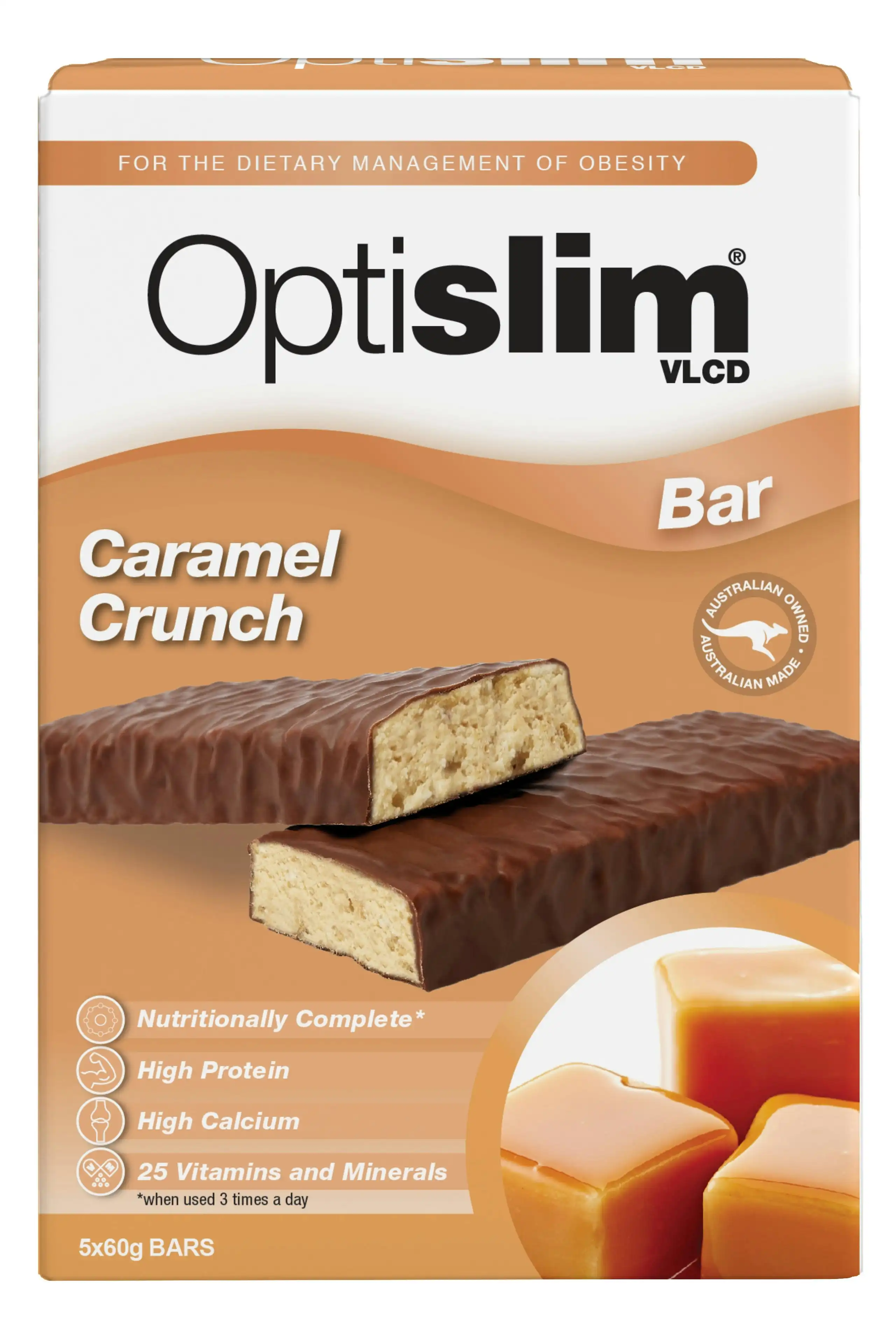 OptiSlim VLCD Caramel Crunch Bar 5X60g