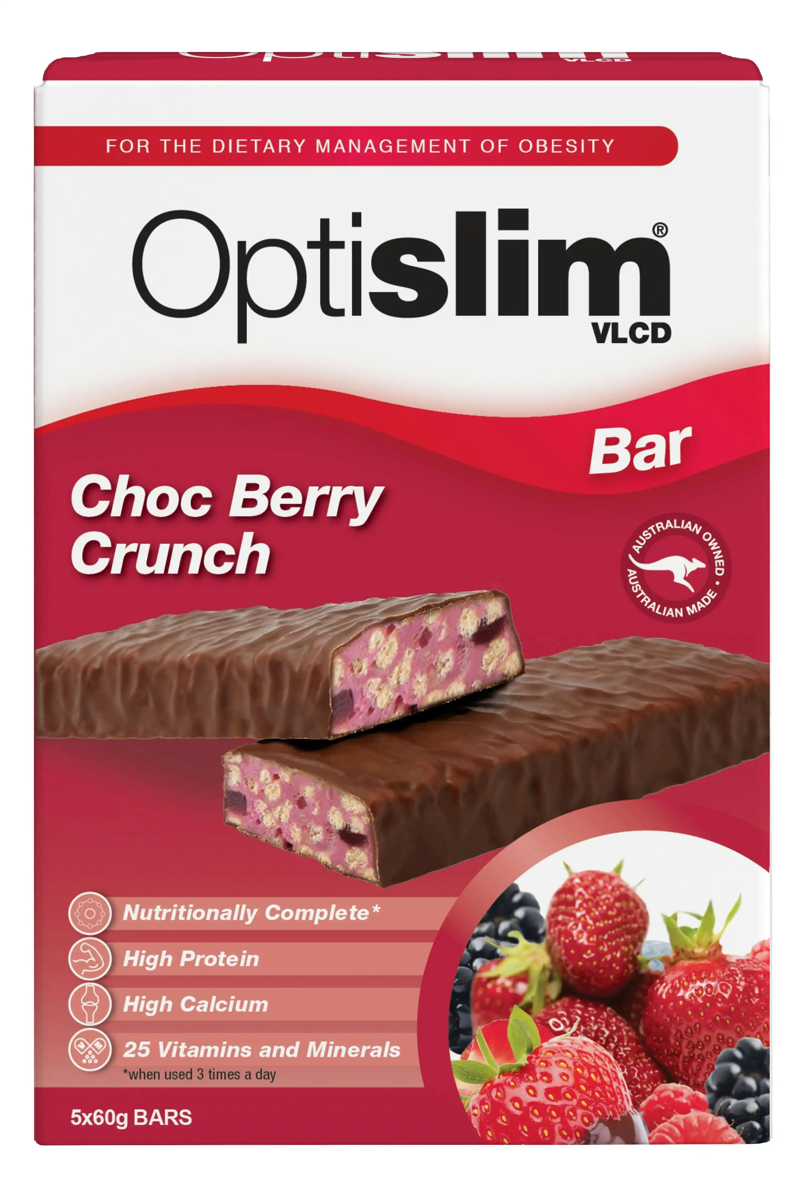 OptiSlim VLCD Choc Berry Bar 5X60g