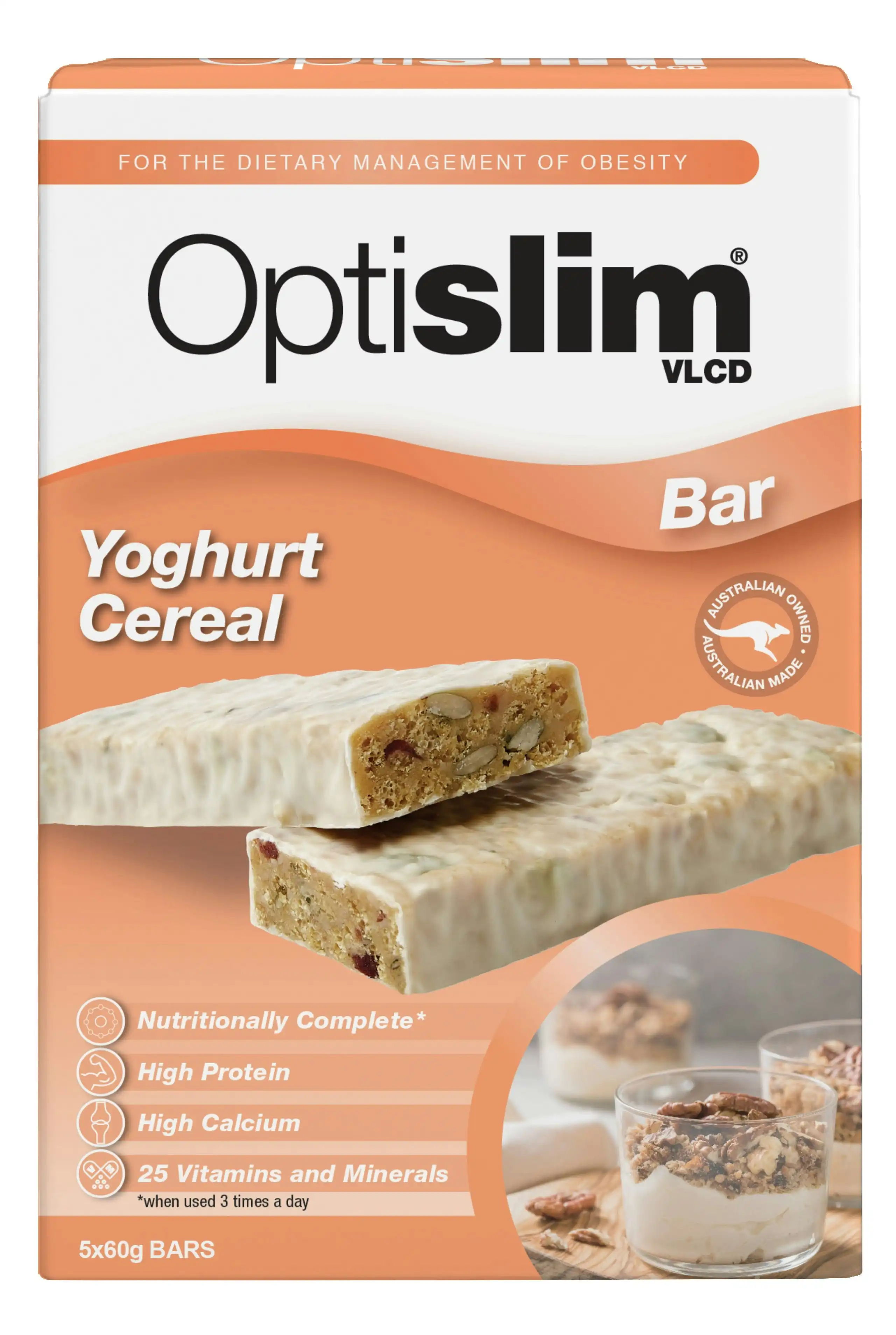 OptiSlim VLCD Yoghurt Cereal Bar 5X60g