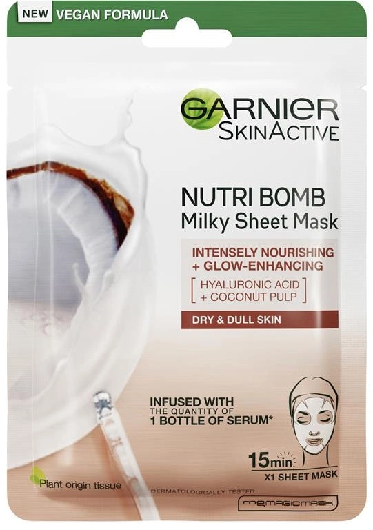 Garnier Nutri Bomb Milky Sheet Mask Hyaluronic Acid + Coconut Milk 28g