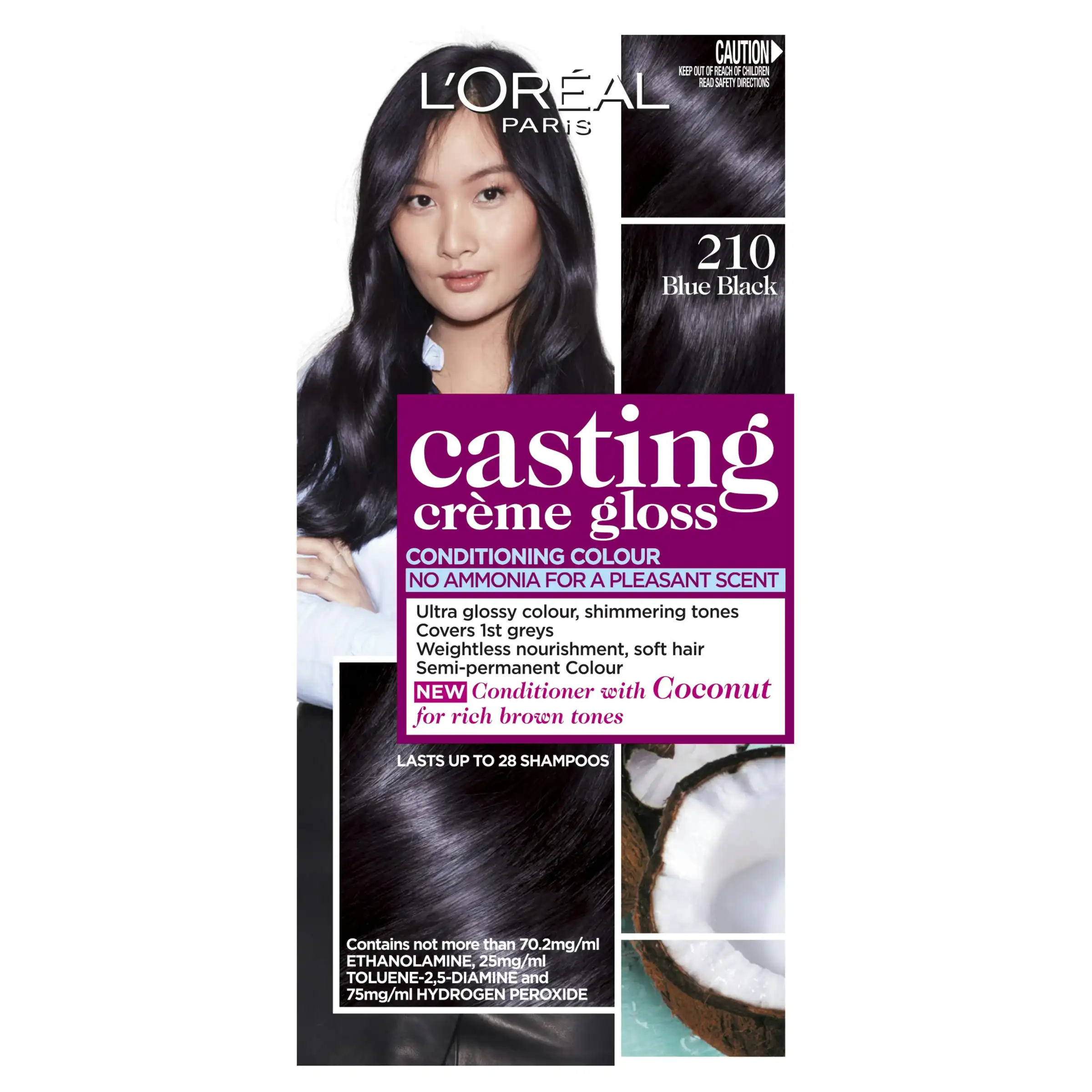 L'Oreal Paris Casting Creme Gloss Semi-Permanent Hair Colour - 210 Blue Black (Ammonia Free)