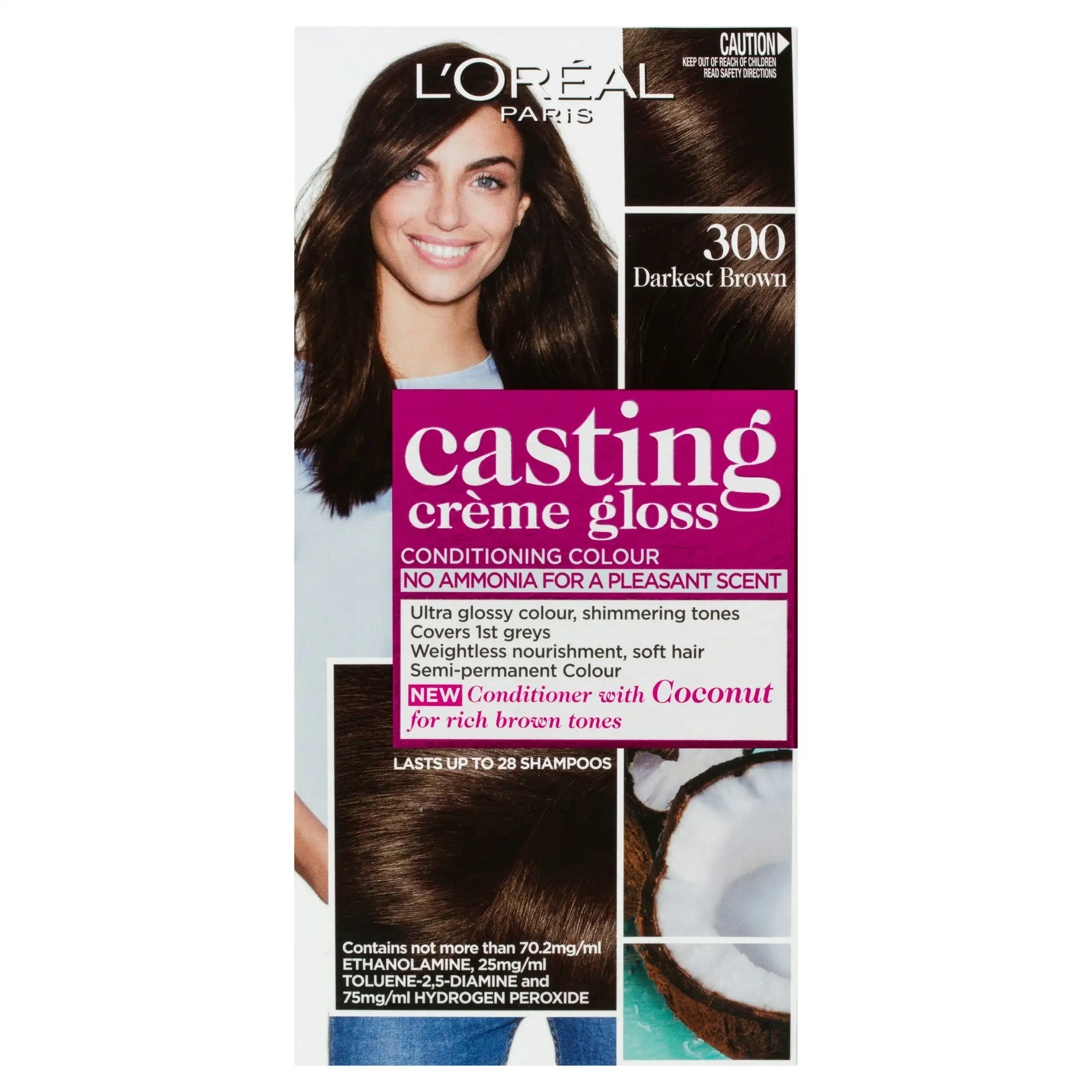 L'Oreal Paris Casting Creme Gloss Semi-Permanent Hair Colour - 300 Darkest Brown (Ammonia Free)