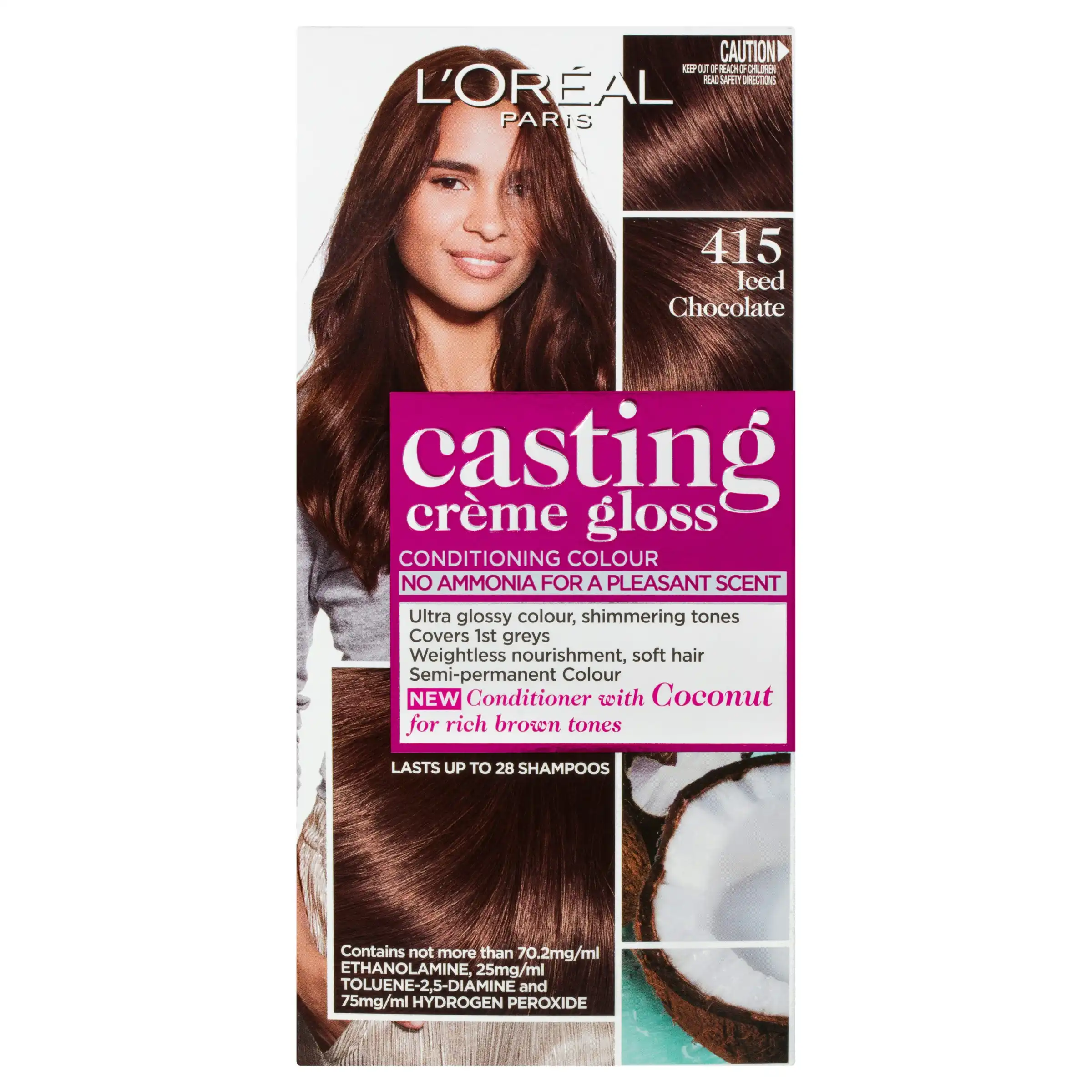L'Oreal Paris Casting Creme Gloss Semi-Permanent Hair Colour - 415 Iced Chocolate(Ammonia Free)