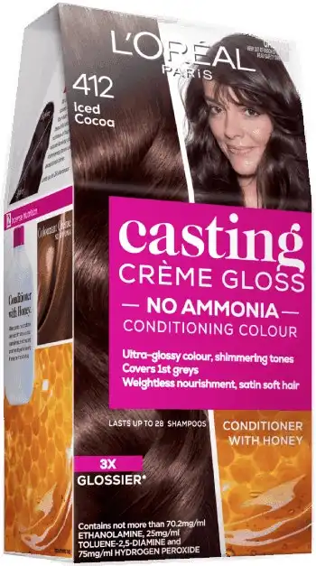 L'Oreal Paris Casting Creme Gloss Semi-Permanent Hair Colour - 412 Iced Cocoa (Ammonia Free)