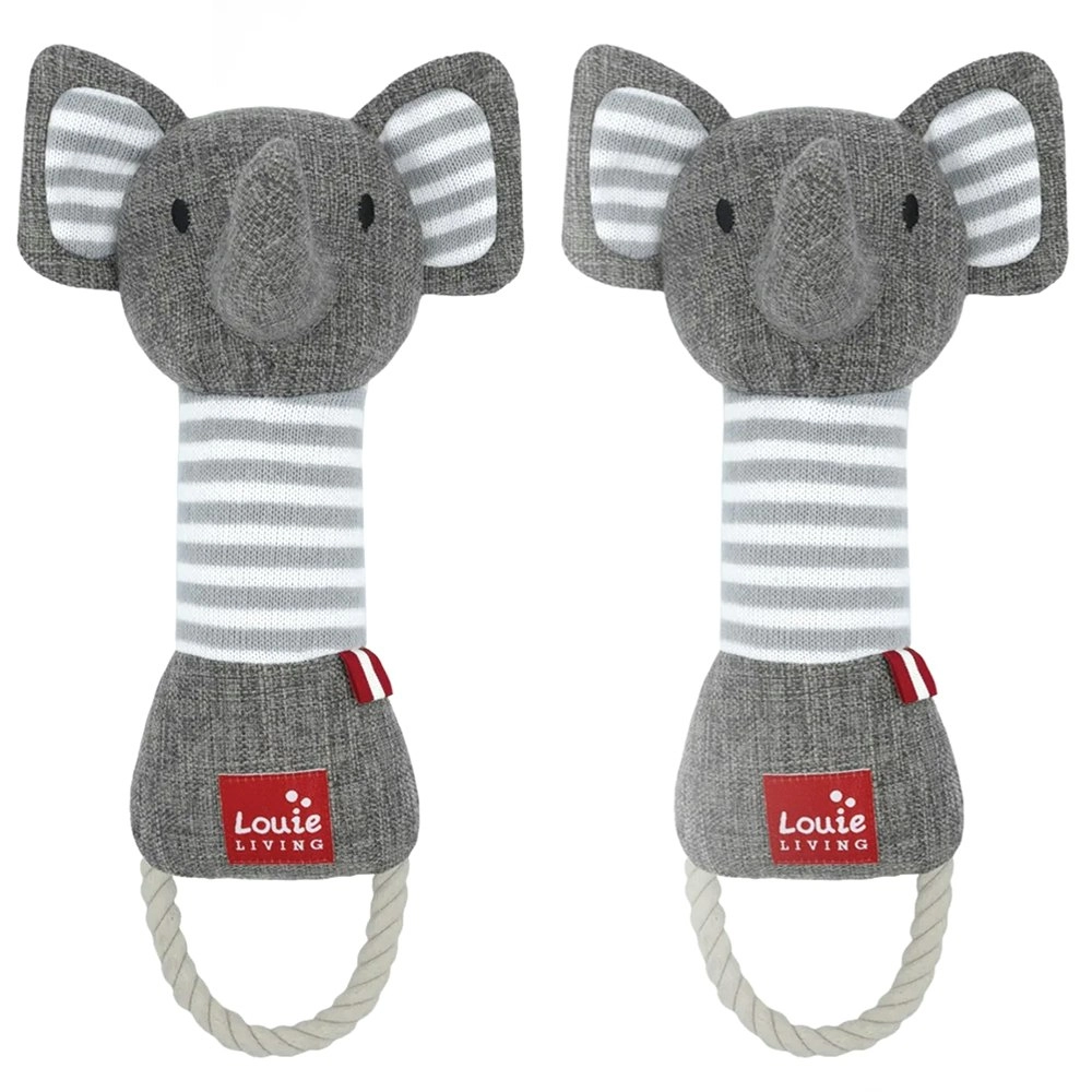 2PK Louie Living Urban Pet/Dog/Cat Durable Rope Chew/Bite Toy Elias the Elephant