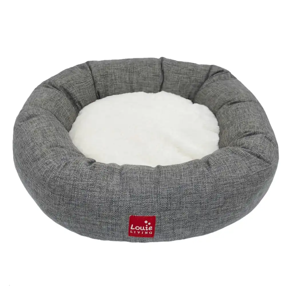 Louie Living Donut Pet/Dog Lounger Round Sleeping Raised Wall Bed Medium Grey