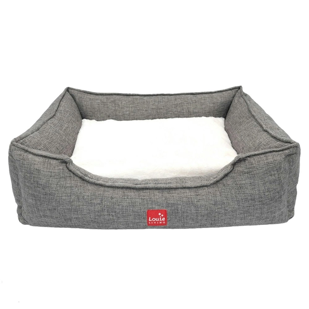 Louie Living Rectangle Pet/Dog Lounger Sleeping Comfy Raised Bed Medium Grey