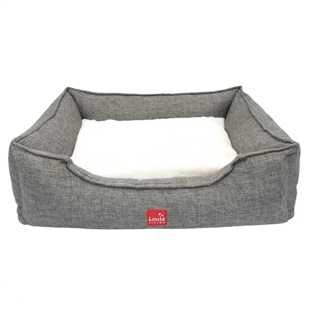 Louie Living Rectangle Pet/Dog Lounger Sleeping Comfy Raised Bed Small Grey