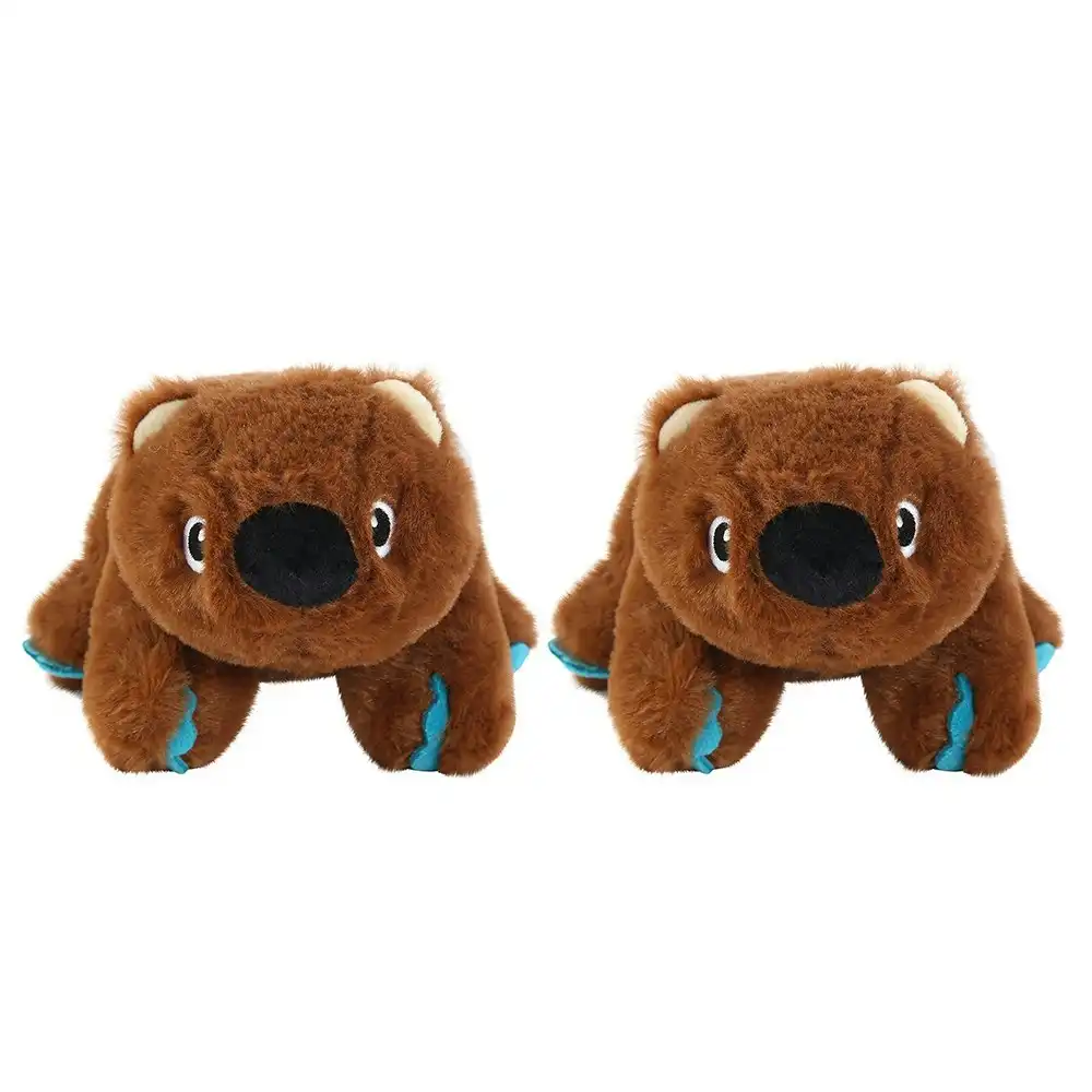 2x Paws & Claws Outback Buddies Wombat Plush Dog/Pet InteractiveToy 22x17x13cm