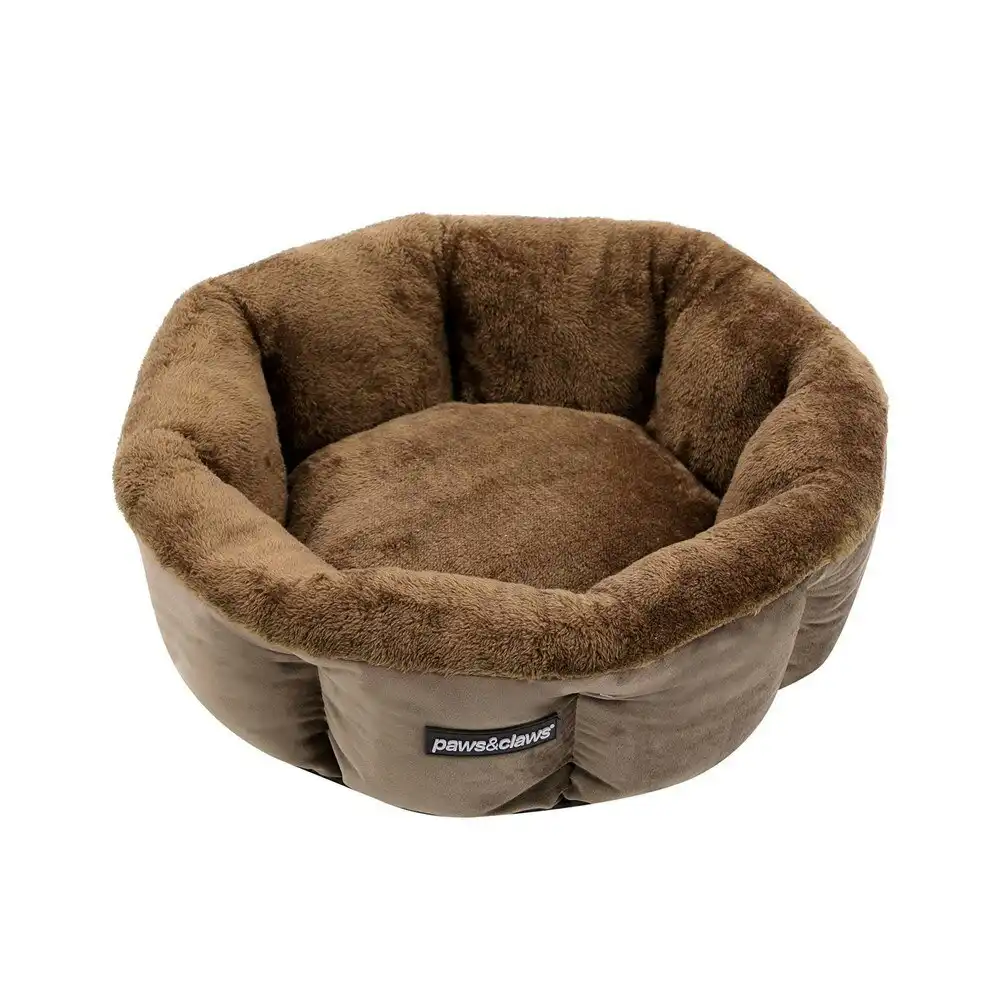 Paws & ClawsLux 48x48cm Snuggler Round Pet/Dog Sleeping Bed Comfort Mat Mocha