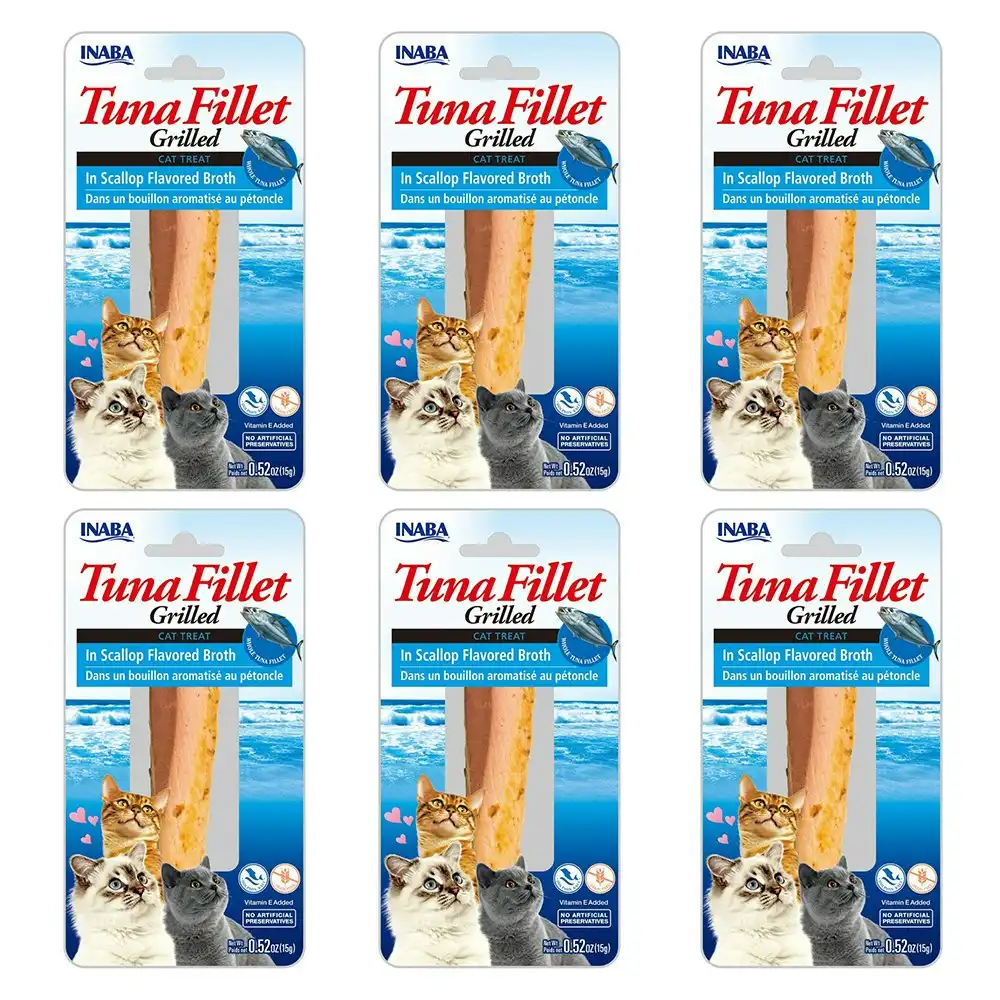 6PK INABA 15g Grilled Tuna Fillet In Scallop Flavoured Broth Cat Pet Food Pack
