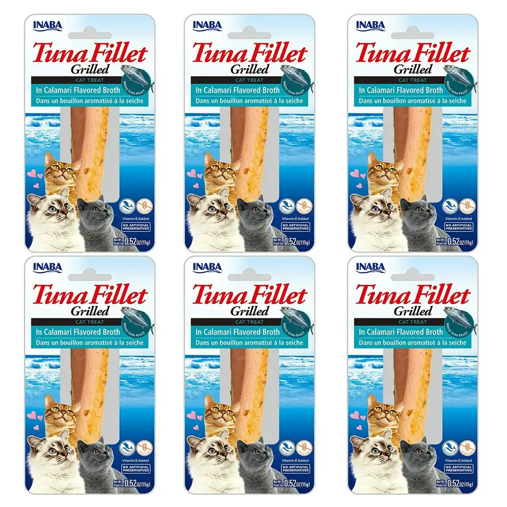 6PK INABA 15g Grilled Tuna Fillet in Calamari Flavoured Broth Cat Pet Food Pack
