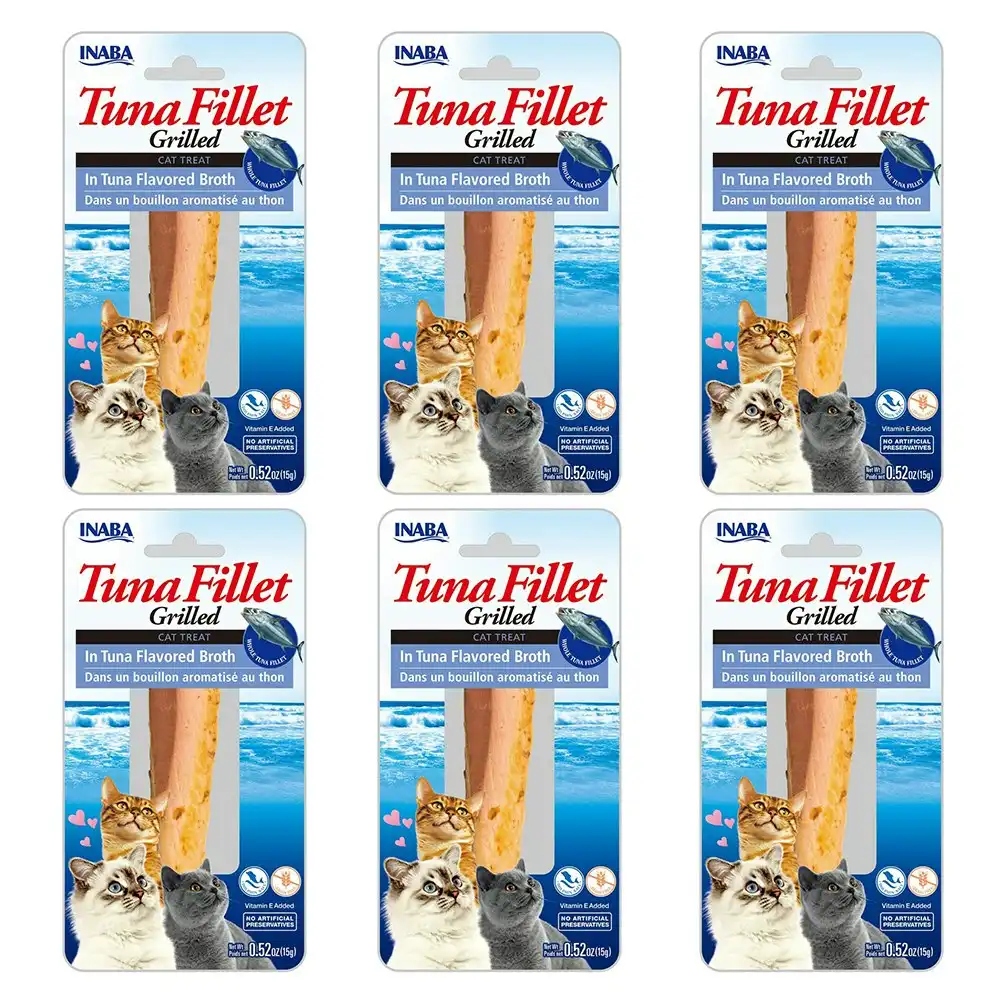 6PK INABA 15g Grilled Tuna Fillet In Tuna Flavored Broth Cat Pet Food/Treat Pack