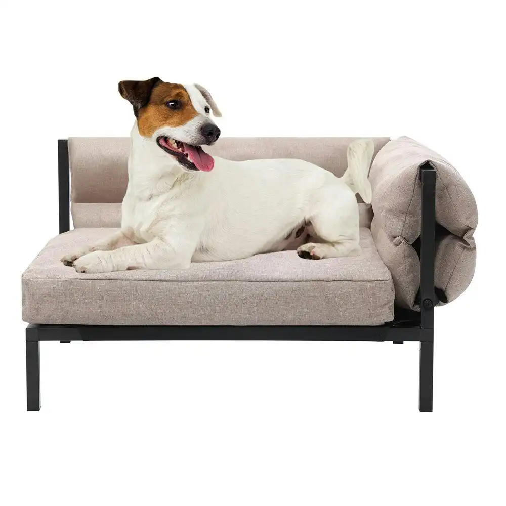 Paws & Claws Elevated Sofa Pet/Dog Sleeping Bed Medium 64.5x49cm Linen Beige