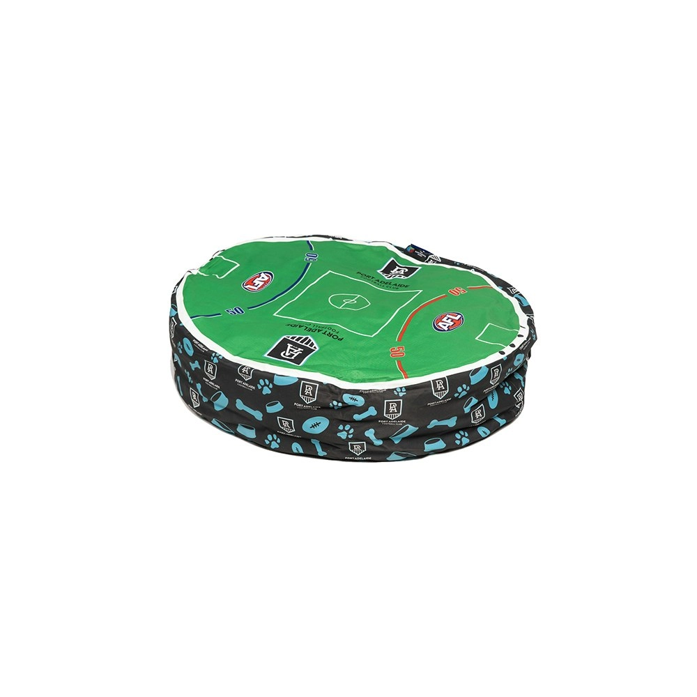 AFL Port Adelaide Power Pet Bed Dog 70x60cm Round Sleeping Comfort Cushion Nest