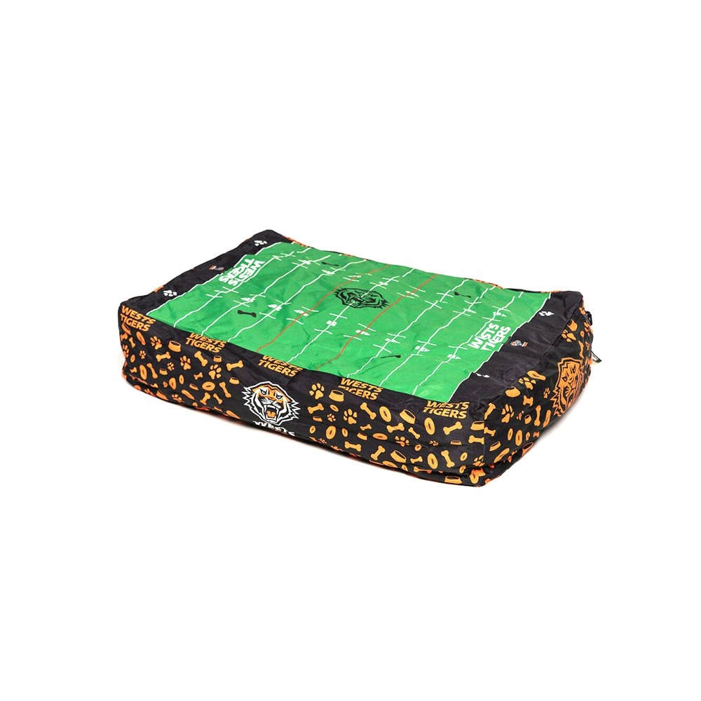 NRL Wests Tigers Pet Bed Dog 80x60cm Rectangle Comfort Cushion Lounger Nest