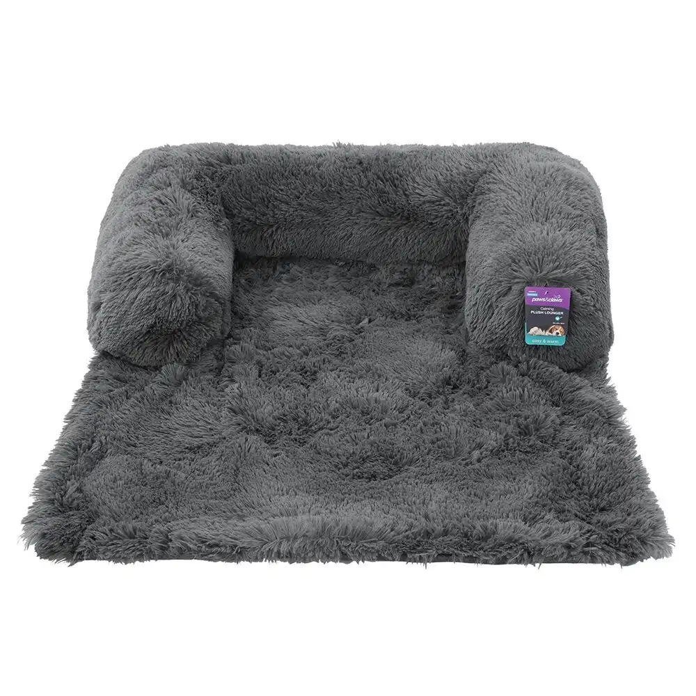 Paws N Claws Pets Calming Plush Soft/Warm Washable Cushion 102x89cm Lounger Grey