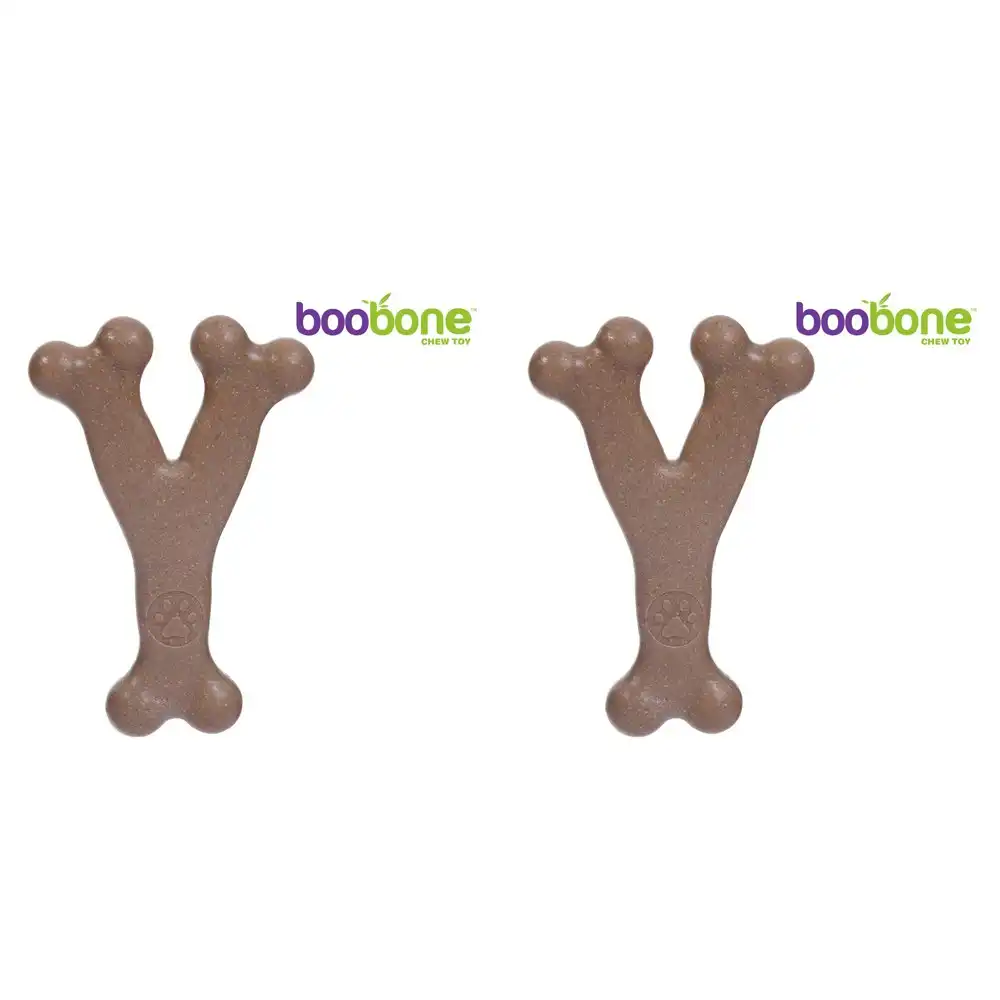 2x Paws & Claws BooBone 17.5cm Bamboo Fibre Wishbone Dog Chew Toy Asst Flavour