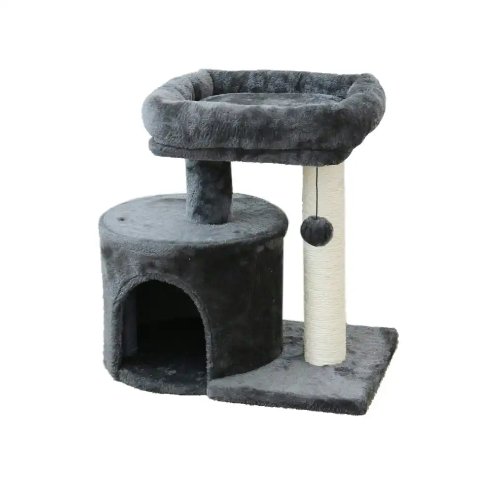 Catio Chipboard Flannel Cat Mini Scratching Tower Pet Furniture Scratcher Black