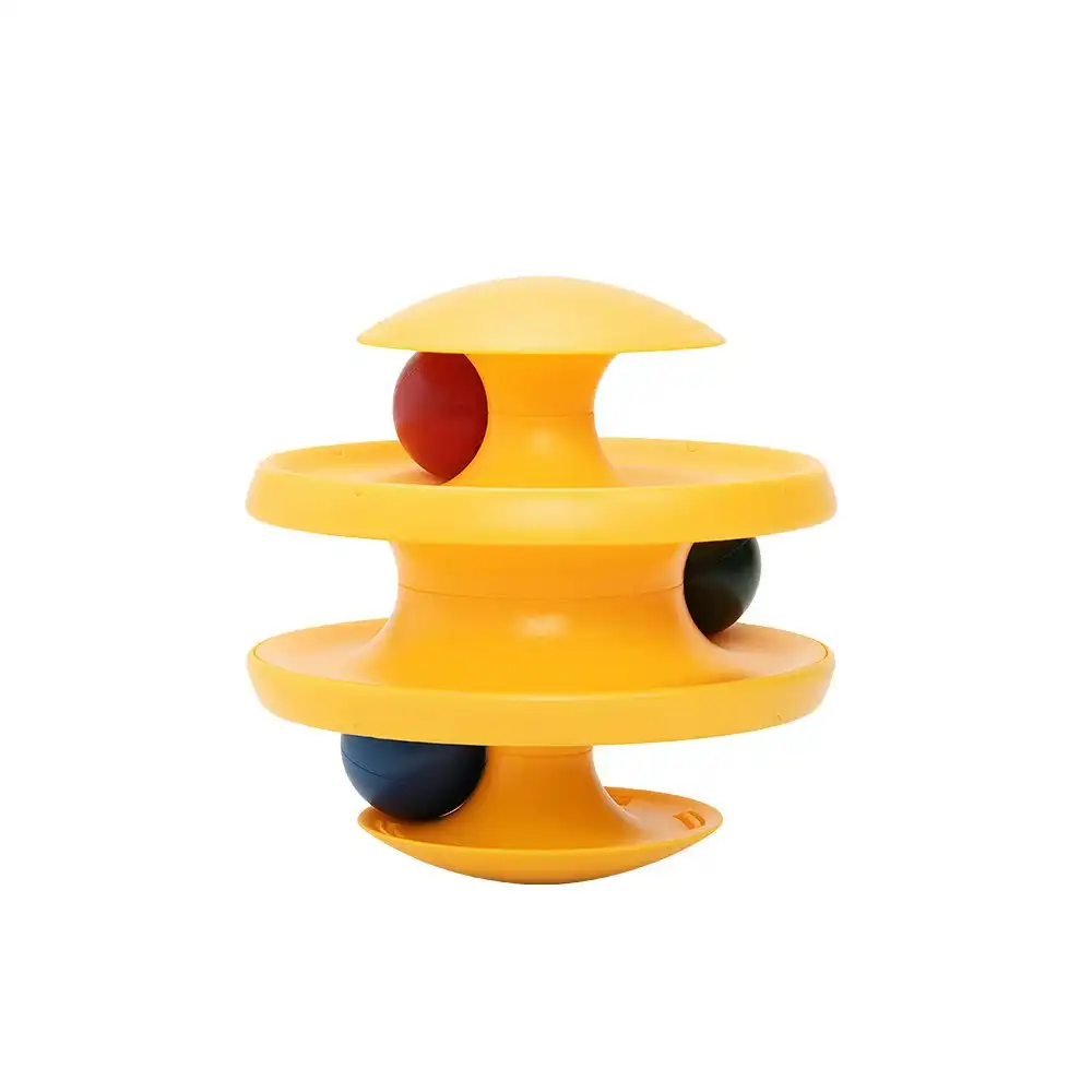 Pidan Pet Cat Tumbler w/ Balls/Tracks Interactive Fun Activity Play Toy Yellow