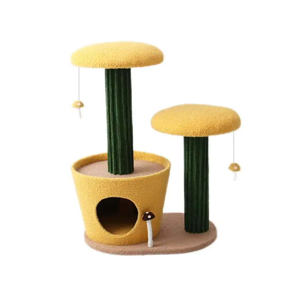 Catio 2-Level Yellow Mushroom Pet Cat Scratching Tree Furniture Post Scratcher