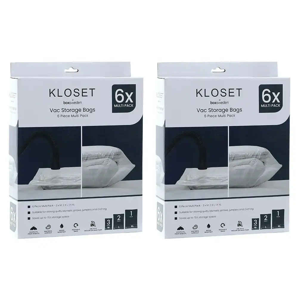 12pc Boxsweden Kloset M/L/XL Vac Storage Bags Organiser For Clothes/Quilts