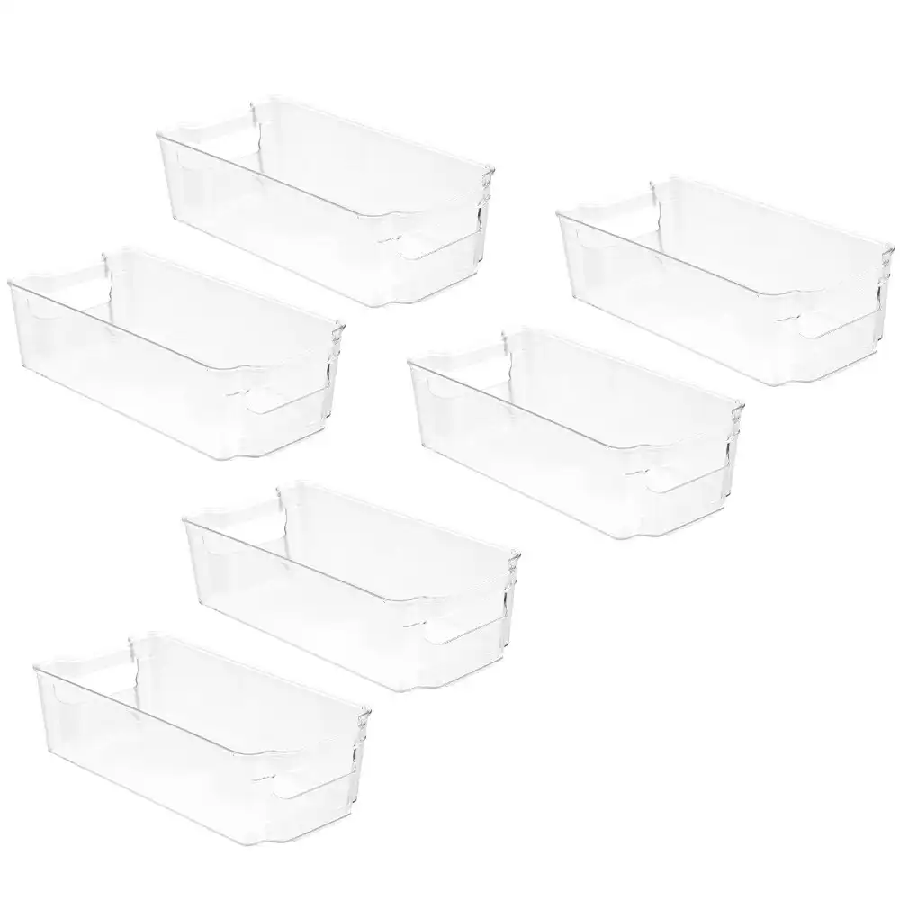 6x Boxsweden Crystal 31.5cm Stackable Basket Container Fridge/Pantry Organiser
