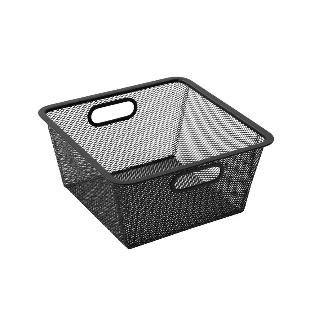 Boxsweden Mesh Storage Basket 28x13.5cm Home Organiser Container Holder Black
