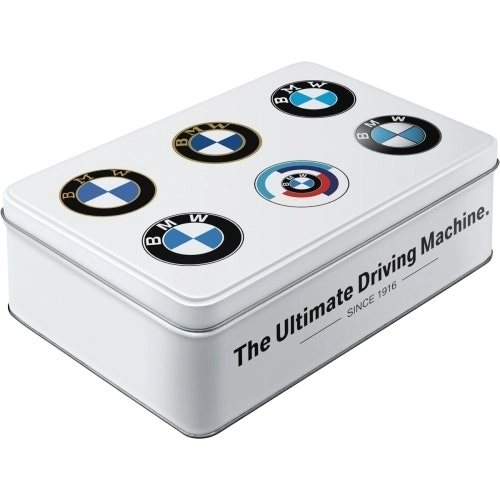 Nostalgic Art 16x23cm Flat Tin Rectangle Storage Organiser BMW Logo Evolution