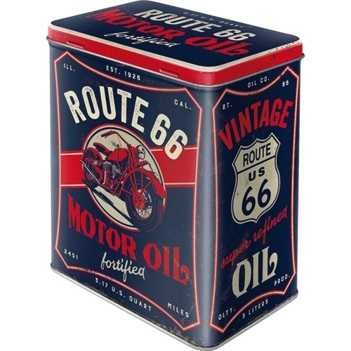 Nostalgic Art 20cm/3L Tin Box Metal Storage Route 66 Motor Oil Canister Large