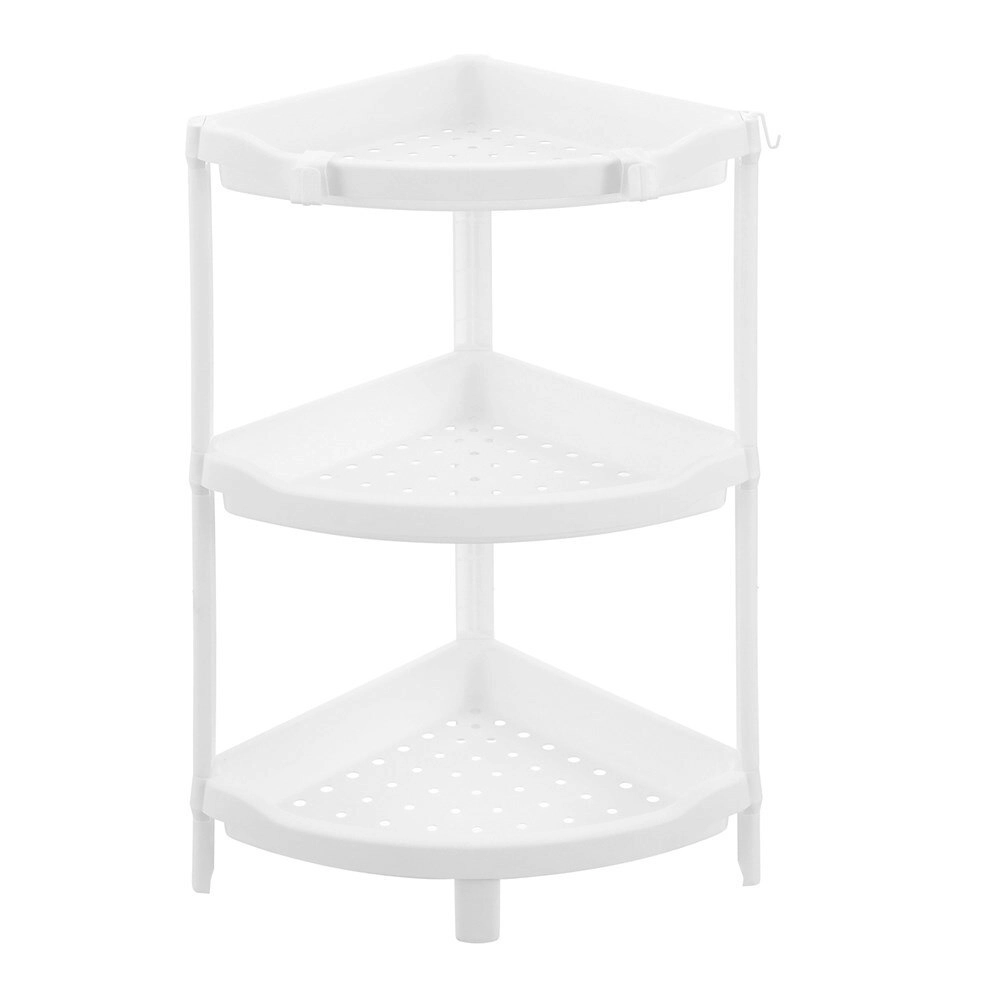 Boxsweden 3-Tier 70cm Corner Storage Shelf Home/Room Organiser Rack Stand White