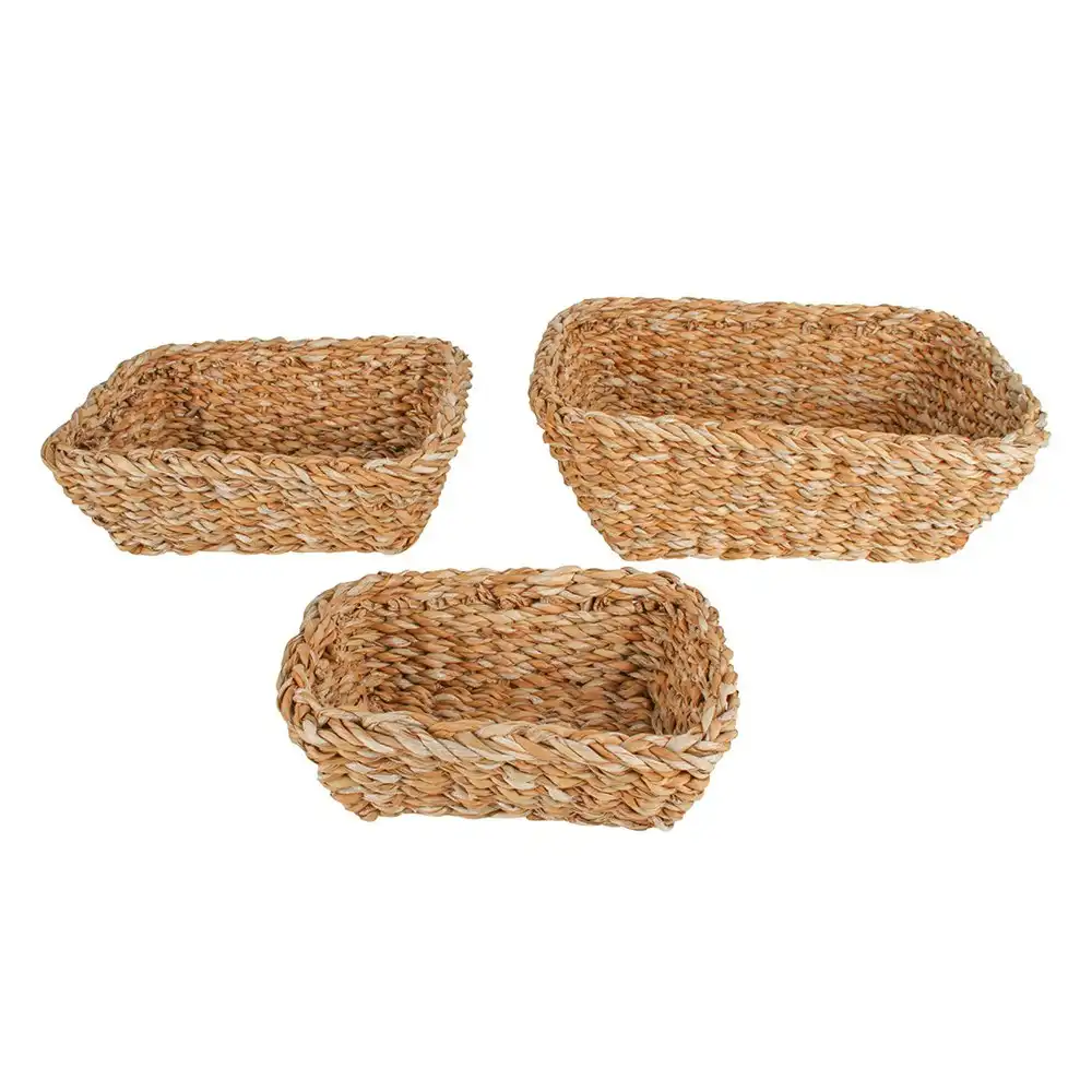 3pc Maine & Crawford Coolangatta 28cm Seagrass Rectangle Basket Storage Natural