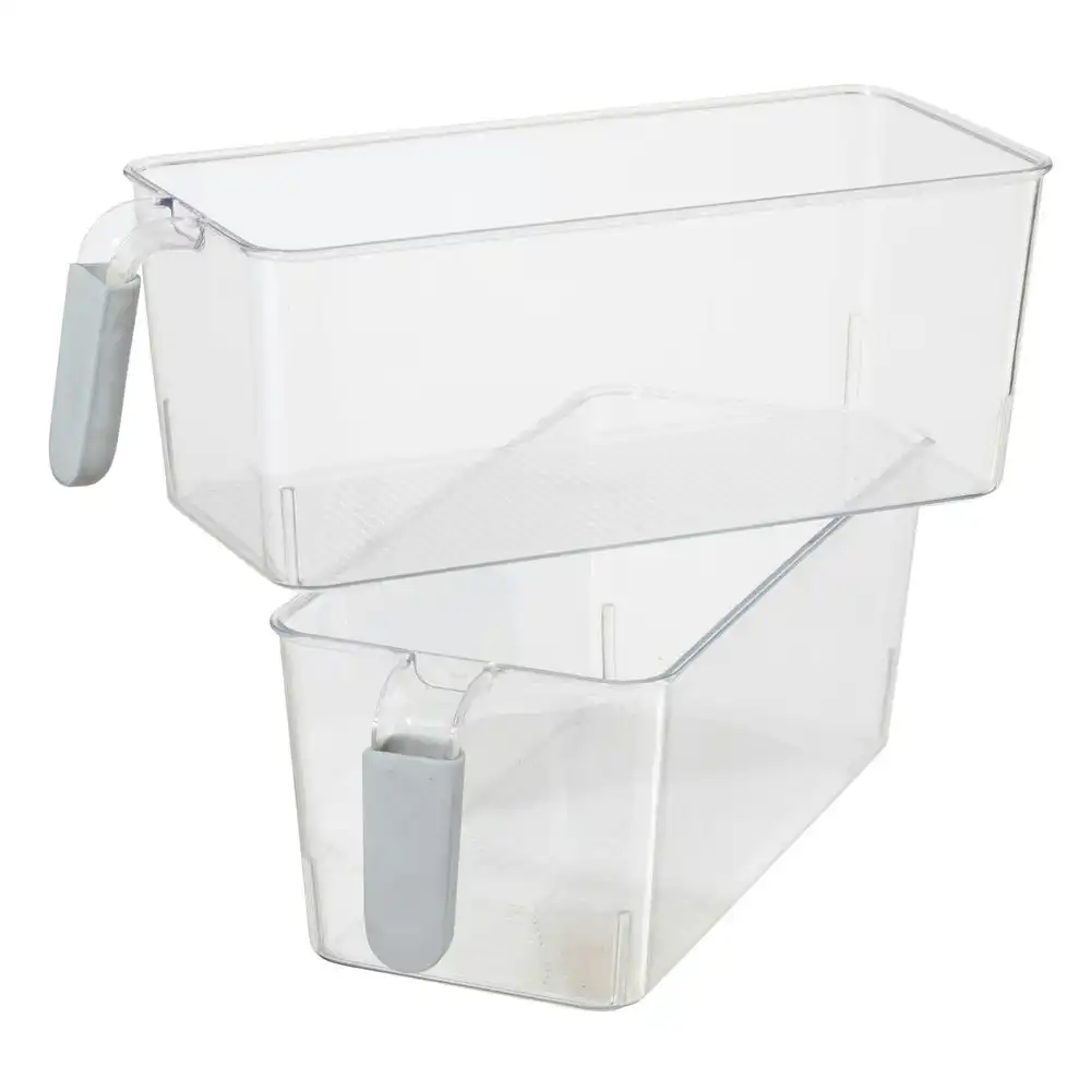 2pc Oggi Cabinet Storage Bins Food Container w/ Easy Grip Handles Medium Clear