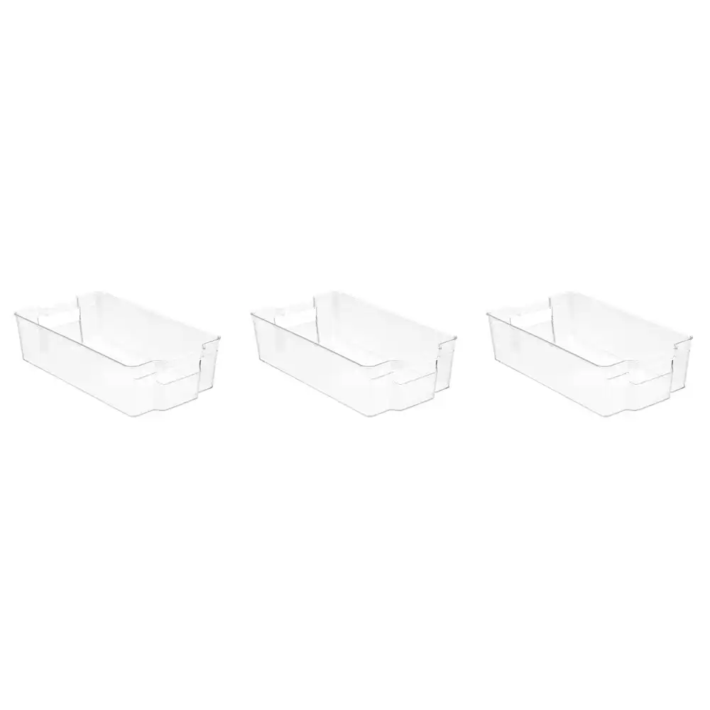 3x Boxsweden Crystal 37cm Stackable Basket Container Fridge/Pantry Organiser
