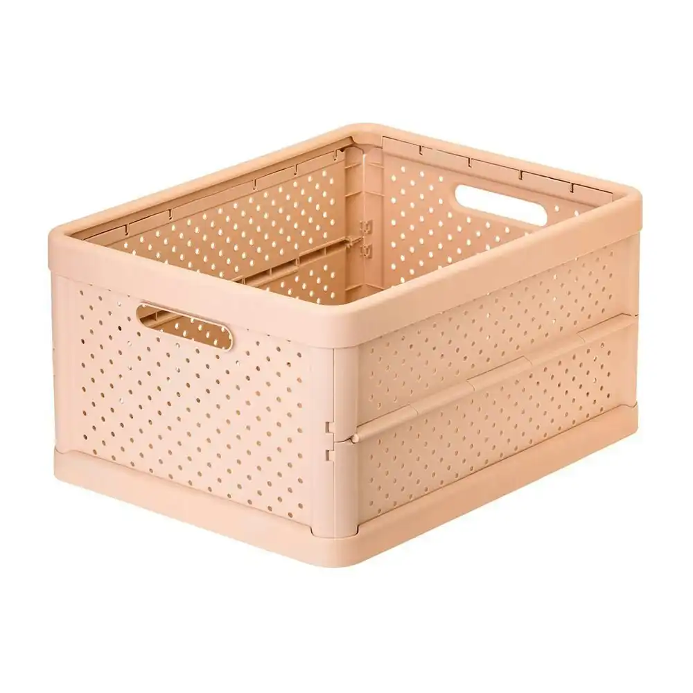 Vigar Compact 32L Plastic Foldable Crate Home/Car Basket Storage Organiser Pink
