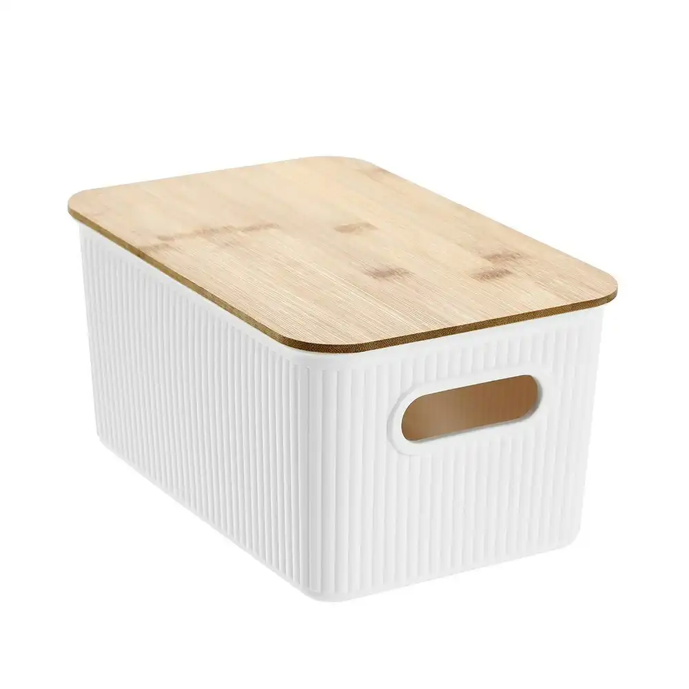Boxsweden Kaia 27.5x13cm Storage Basket Home Organiser w/ Bamboo Lid Assorted