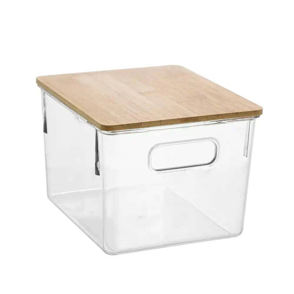Boxsweden Crystal Encore 21x15cm Container Storage Organiser w/Bamboo Lid Clear