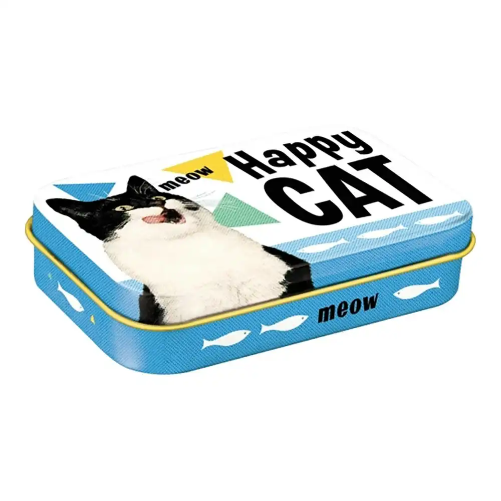 Nostalgic Art Pet/Dog/Cat Treats Storage Metal Tin Box Happy Cat 9.5x6x2cm